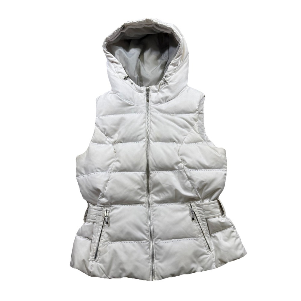 Eddie Bauer White Puffer Goose Down Vest Winter Y2K Gorpcore Outdoor Hiking M